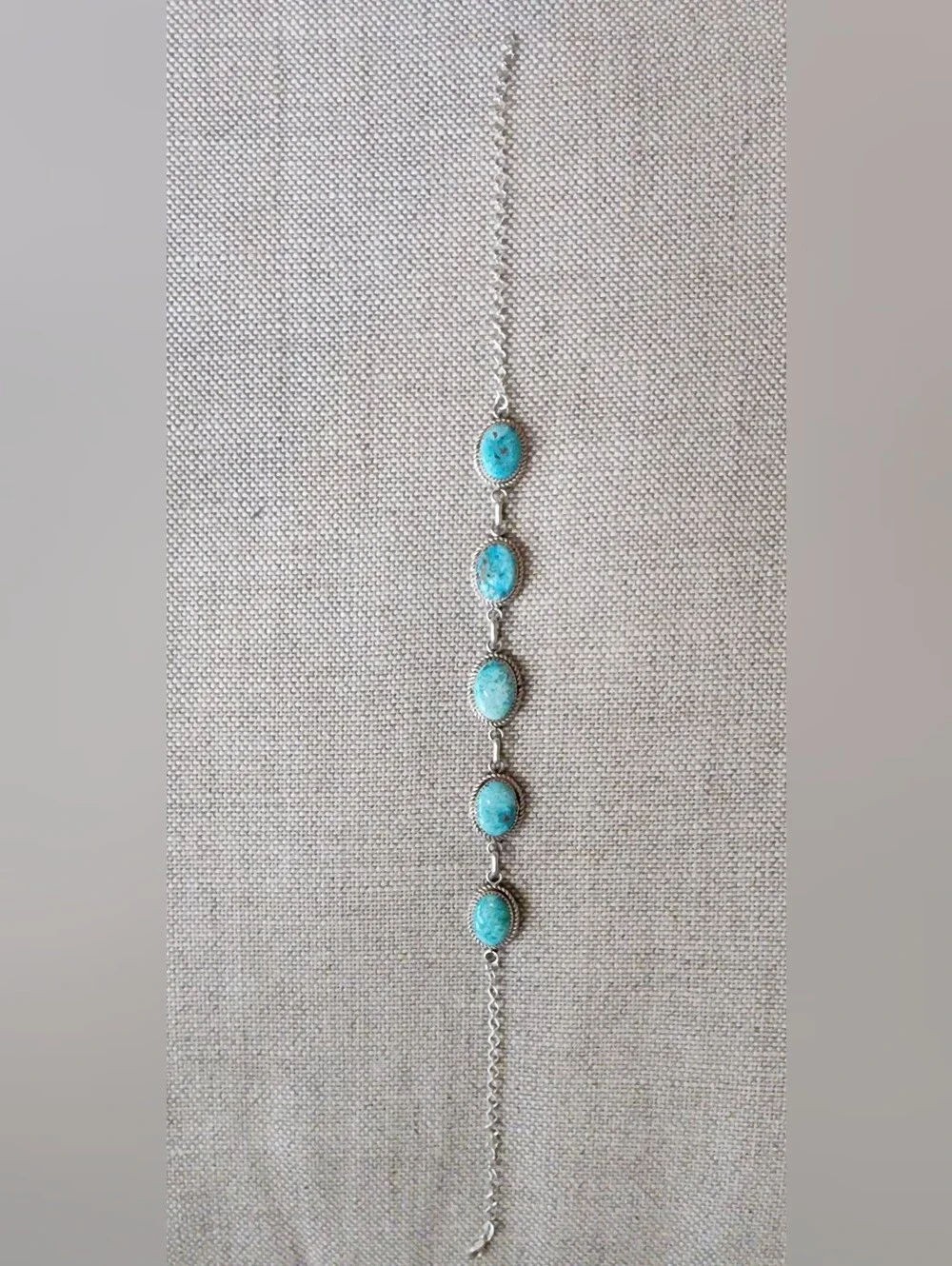 Whitewater Turquoise Sterling Choker Necklace By Navajo Artist Signed & Stamped